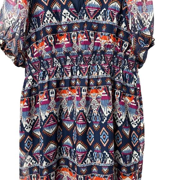 Old Navy Maxi Dress XL Aztec Southwestern Blue Boho - Picture 10 of 14